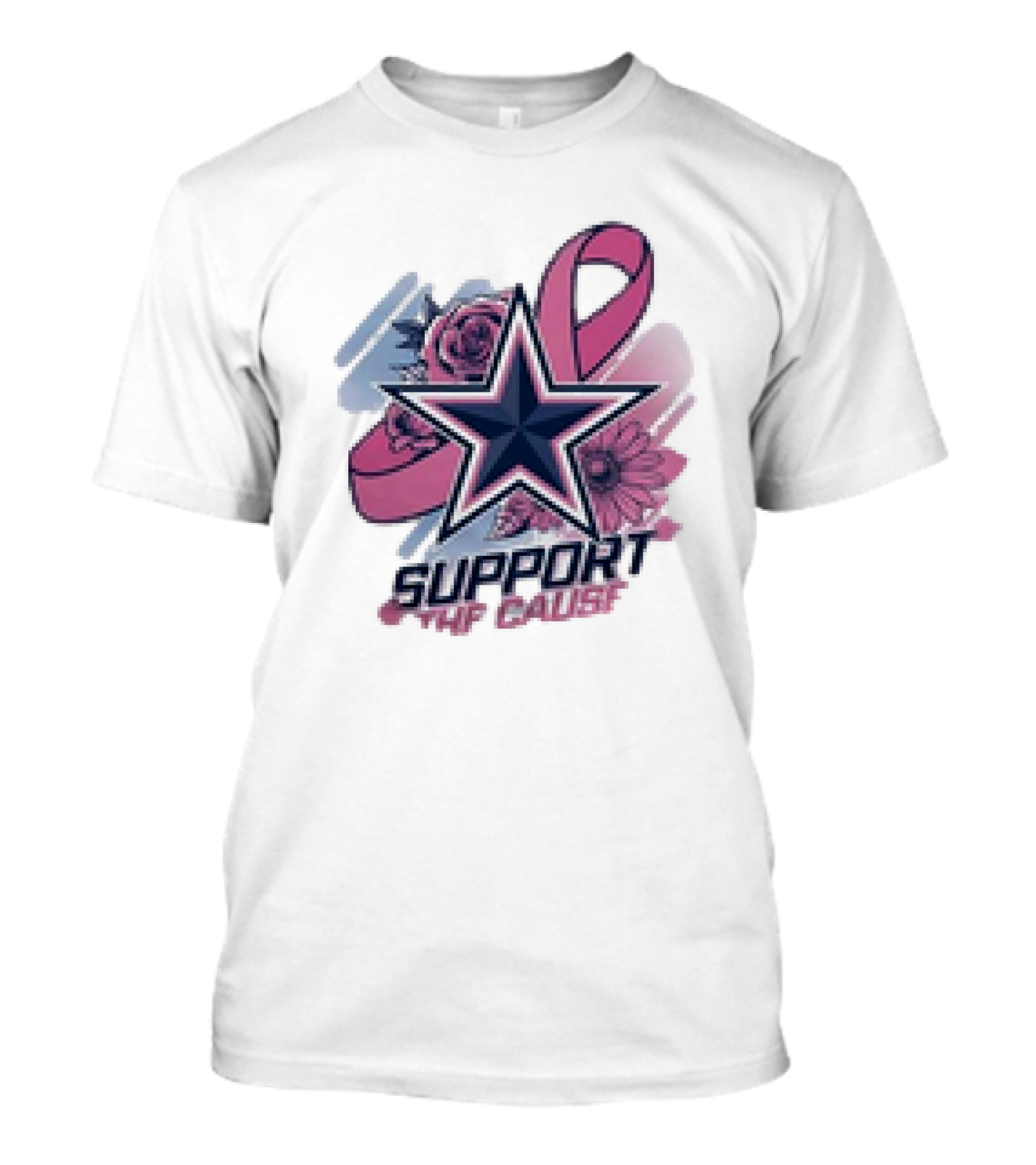 Support The Cause Breast Cancer Awareness X Dallas Cowboys Star Pink Ribbon Roses T-Shirt