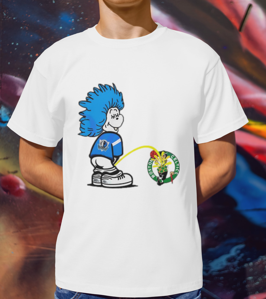 Dallas Mavericks Fan Urinating On Boston Celtics T-Shirt