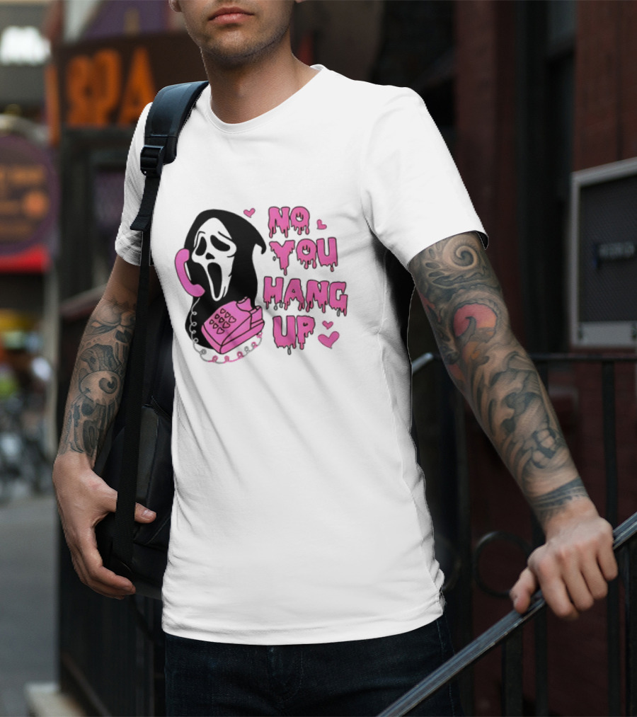 Ghost Face No You Hang Up Pink Phone Scream Hearts T-Shirt