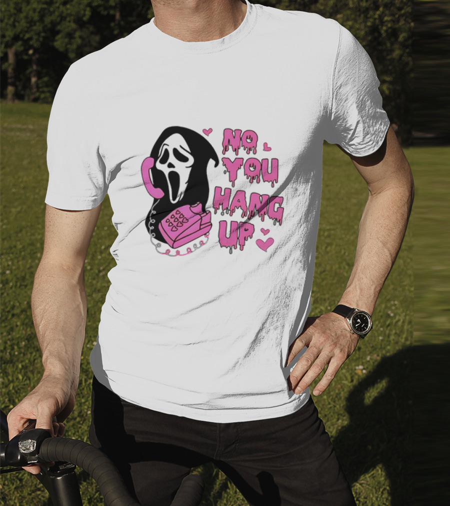 Ghost Face No You Hang Up Pink Phone Scream Hearts T-Shirt