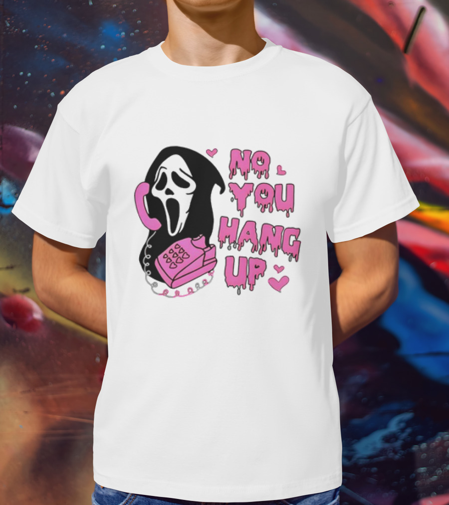 Ghost Face No You Hang Up Pink Phone Scream Hearts T-Shirt