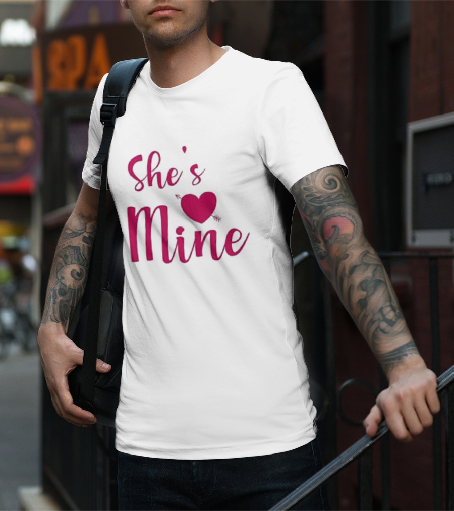 Valentine's Day She's Mine Heart With Arrow T-Shirt