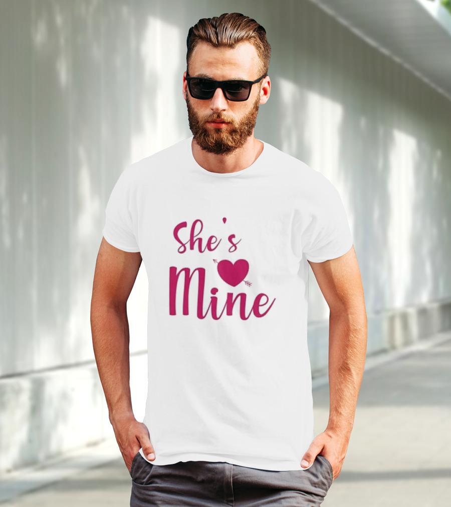 Valentine's Day She's Mine Heart With Arrow T-Shirt