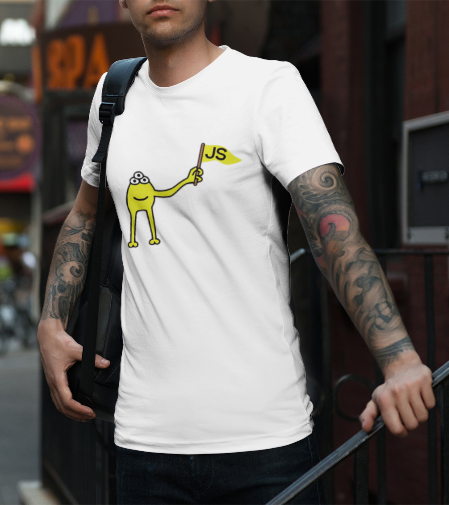 Yellow Three-Eyed Monster Waving JS Flag T-Shirt