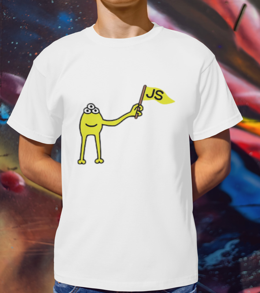 Yellow Three-Eyed Monster Waving JS Flag T-Shirt