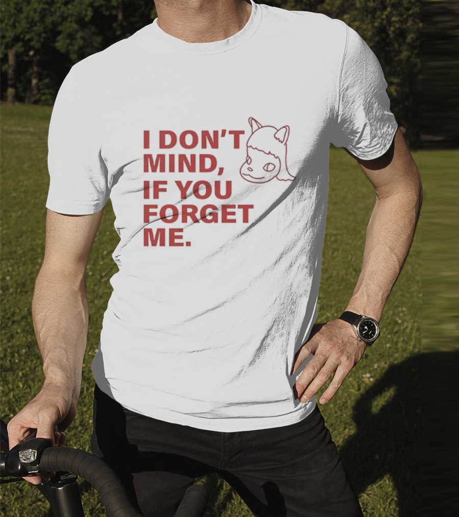 Yoshitomo Nara I Don’t Mind If You Forget Me Red Text With Character Drawing T-Shirt