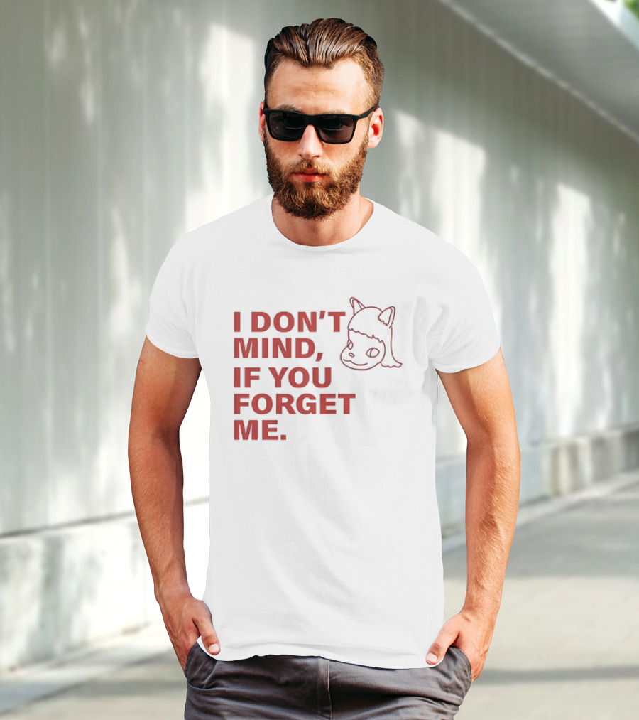 Yoshitomo Nara I Don’t Mind If You Forget Me Red Text With Character Drawing T-Shirt