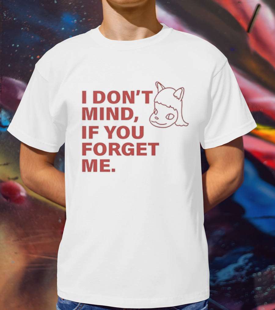 Yoshitomo Nara I Don’t Mind If You Forget Me Red Text With Character Drawing T-Shirt