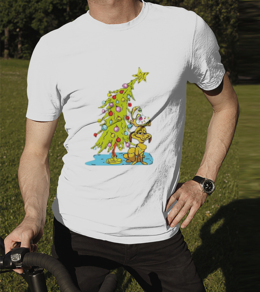 Christmas With Max Dog And Whoville Tree With Lights T-Shirt