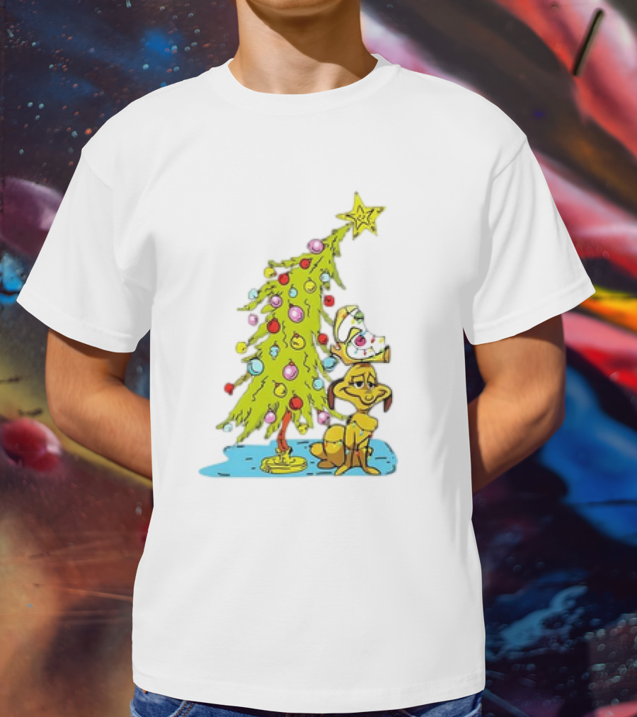 Christmas With Max Dog And Whoville Tree With Lights T-Shirt