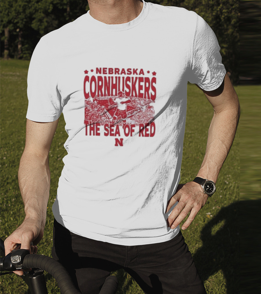 Nebraska Cornhuskers The Sea Of Red Stadium Scene T-Shirt