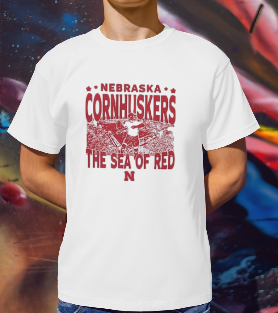 Nebraska Cornhuskers The Sea Of Red Stadium Scene T-Shirt