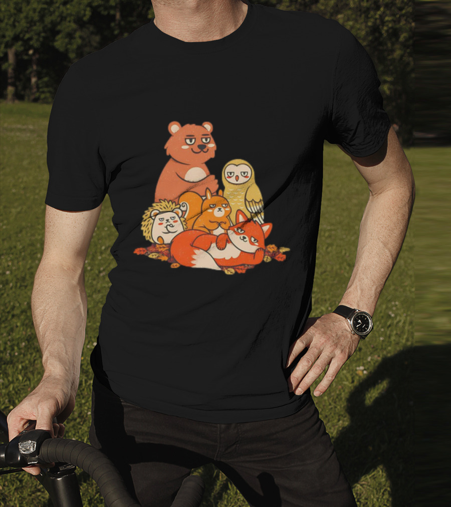 Animals X The Breakfast Club Autumn Edition With Hedgehog, Bear, Owl, Fox, Squirrel T-Shirt