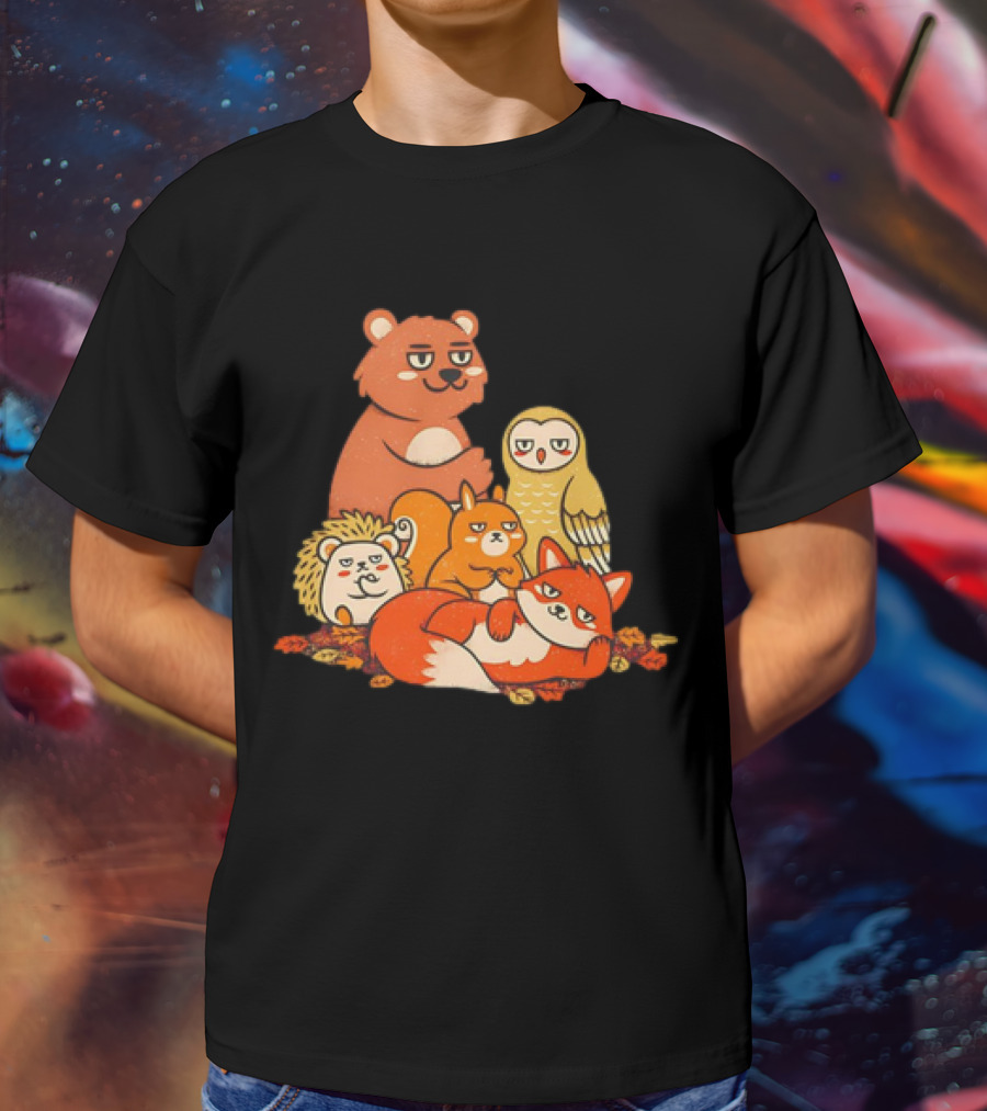 Animals X The Breakfast Club Autumn Edition With Hedgehog, Bear, Owl, Fox, Squirrel T-Shirt