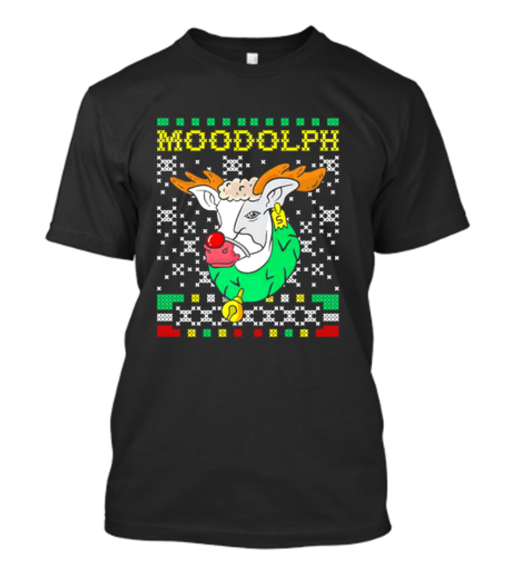 Moodolph Moo Cow Reindeer Ugly Christmas Farmer Cartoon T-Shirt