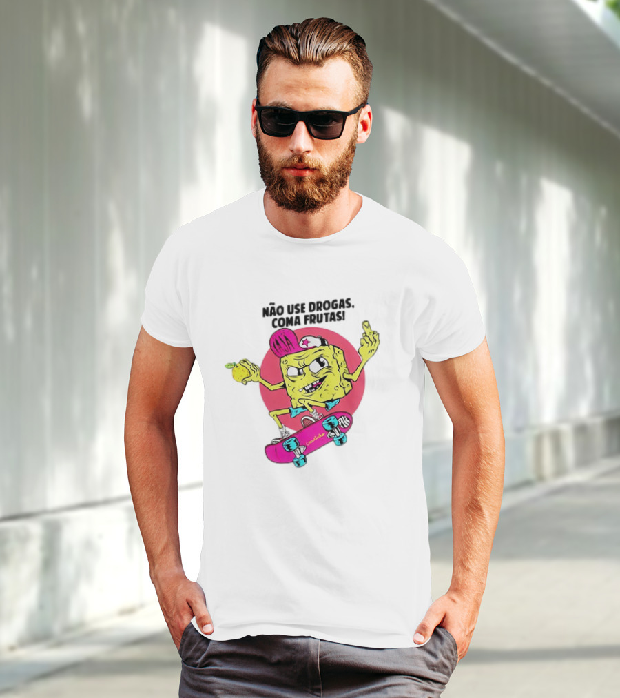 Venom Não Use Drogas Coma Frutas Skateboarding Cartoon Roswell New Mexico 1947 UFO Beam T-Shirt