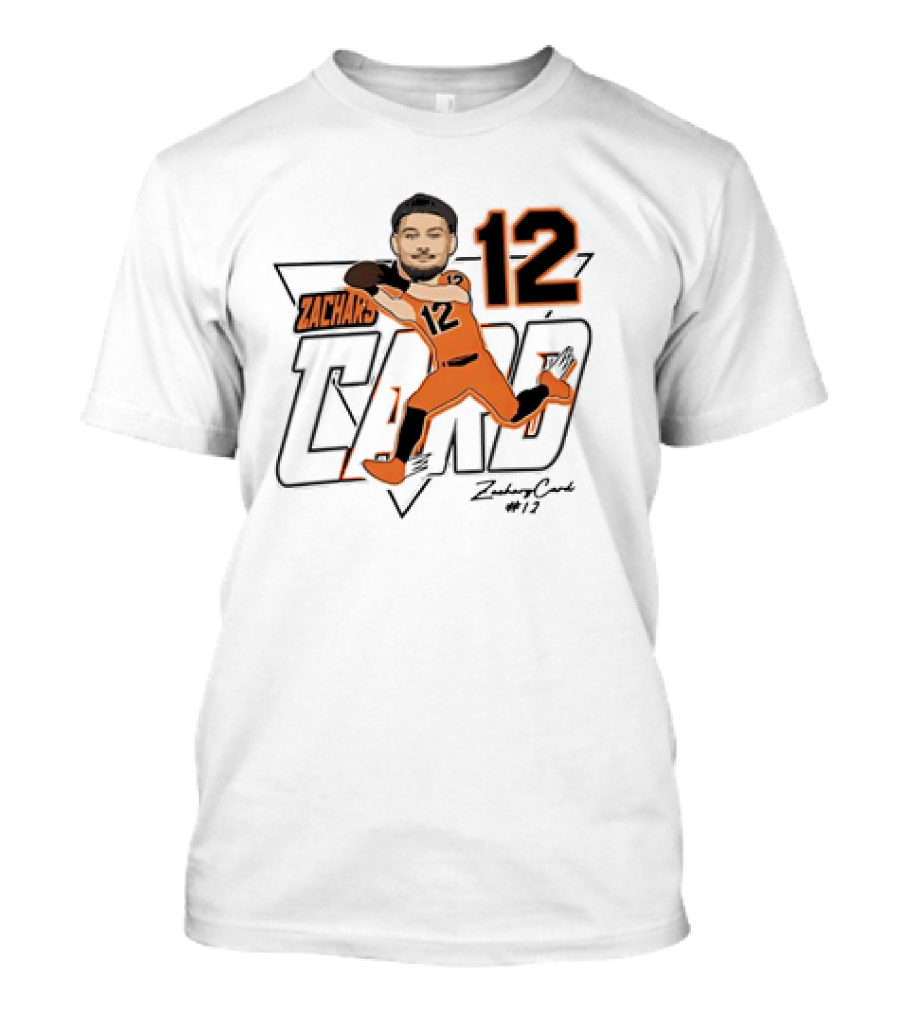 Zachary Card #12 Oregon State Beavers Football Player Caricature T-Shirt