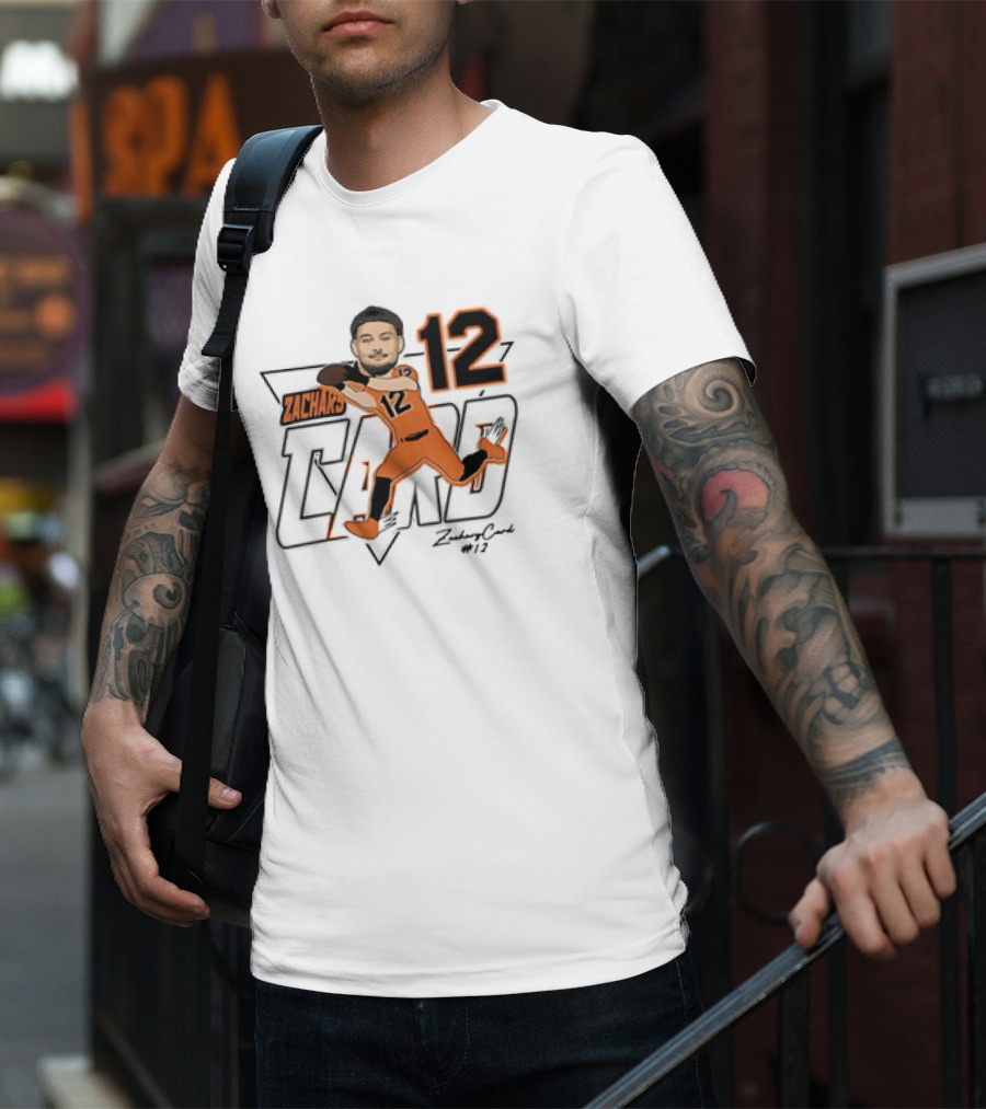 Zachary Card #12 Oregon State Beavers Football Player Caricature T-Shirt
