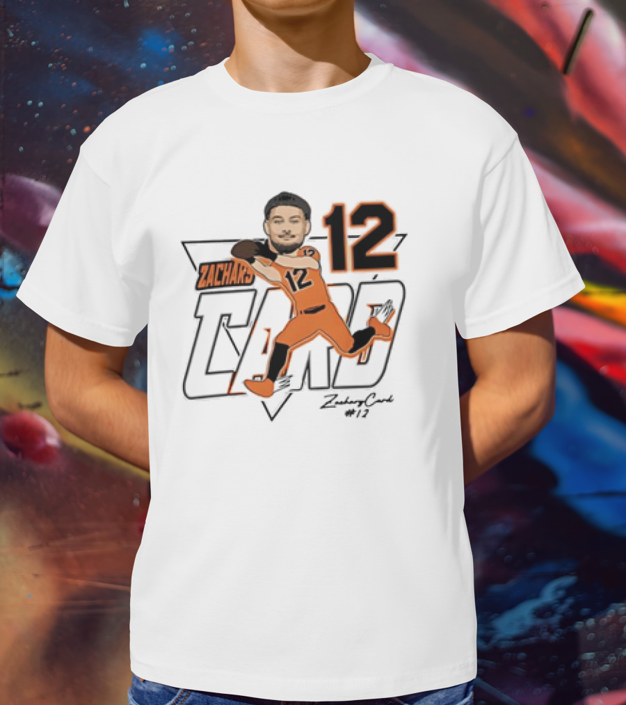 Zachary Card #12 Oregon State Beavers Football Player Caricature T-Shirt