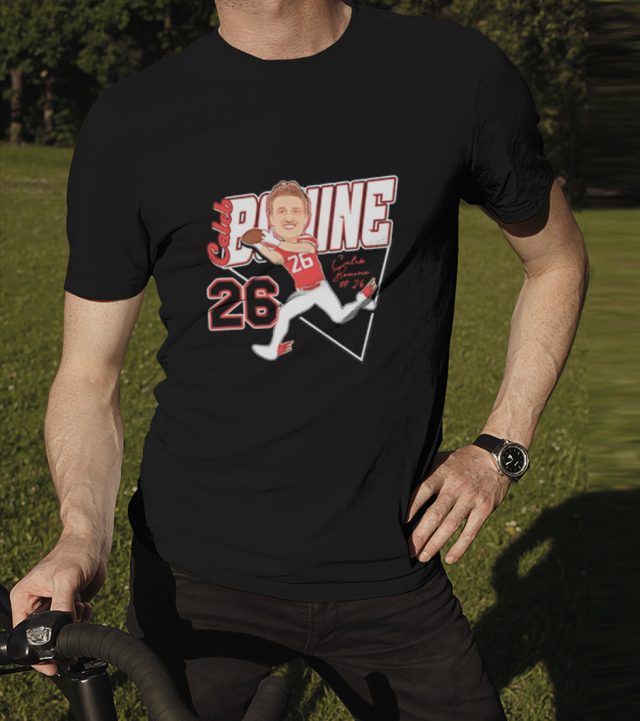 Caleb Bonine #26 Caricature Louisiana Ragin’ Cajuns Player Football T-Shirt