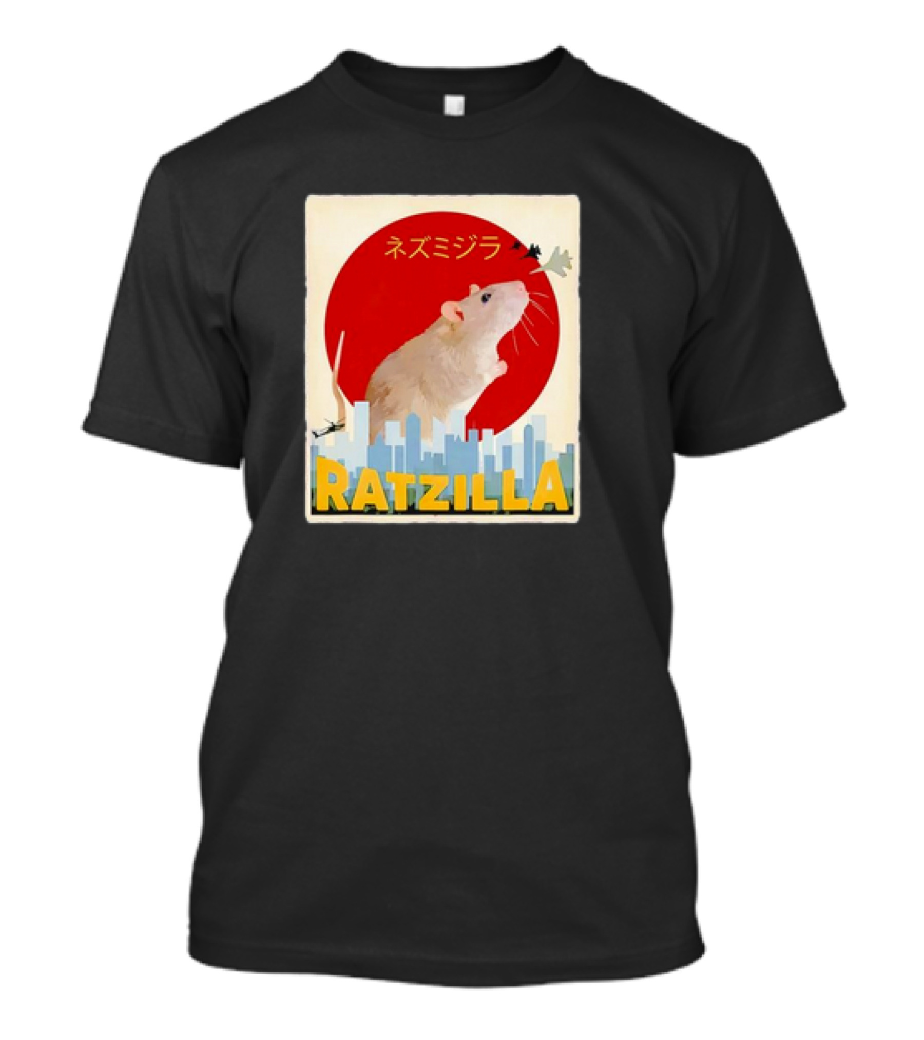 Ratzilla Japanese Anime Retro Cute Rat Mouse Cityscape Iconic T-Shirt