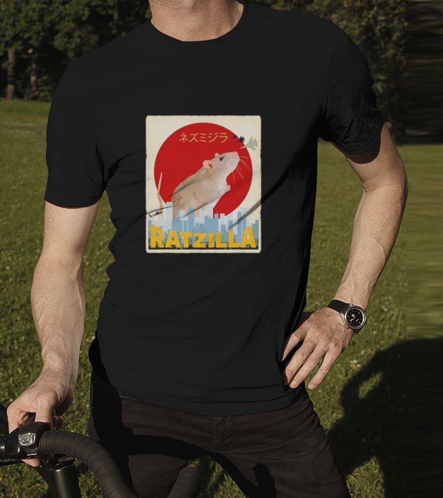 Ratzilla Japanese Anime Retro Cute Rat Mouse Cityscape Iconic T-Shirt