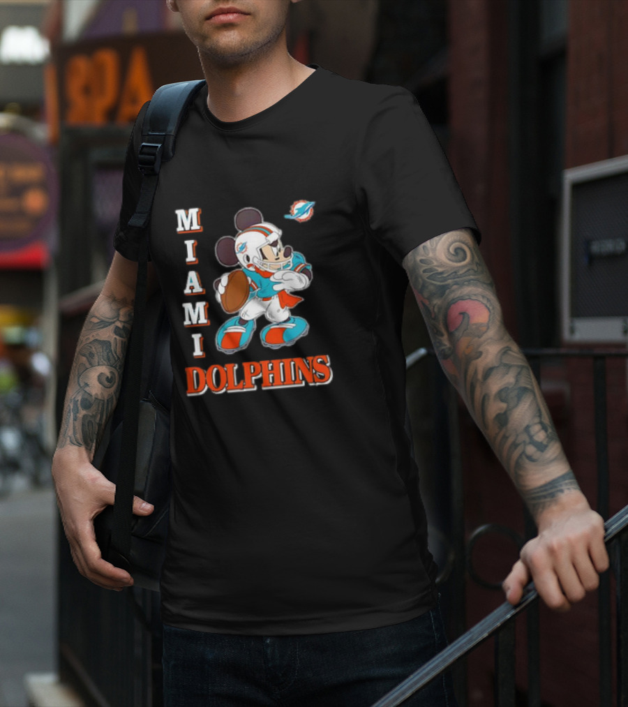 Mickey Mouse Miami Dolphins Football T-Shirt