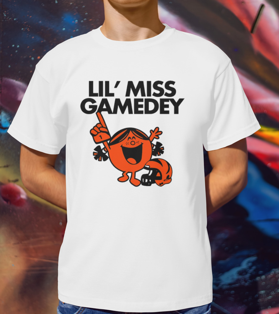 Lil Miss Gamedey Cincinnati Bengals Football Fandom Icon With Cheerful Character And Helmet T-Shirt