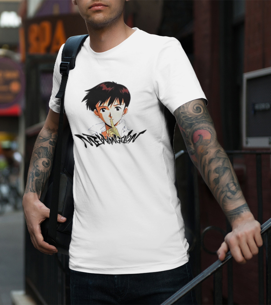 Mewangelion Ikari Shinji Anime Cartoon Evangelion Crossover T-Shirt