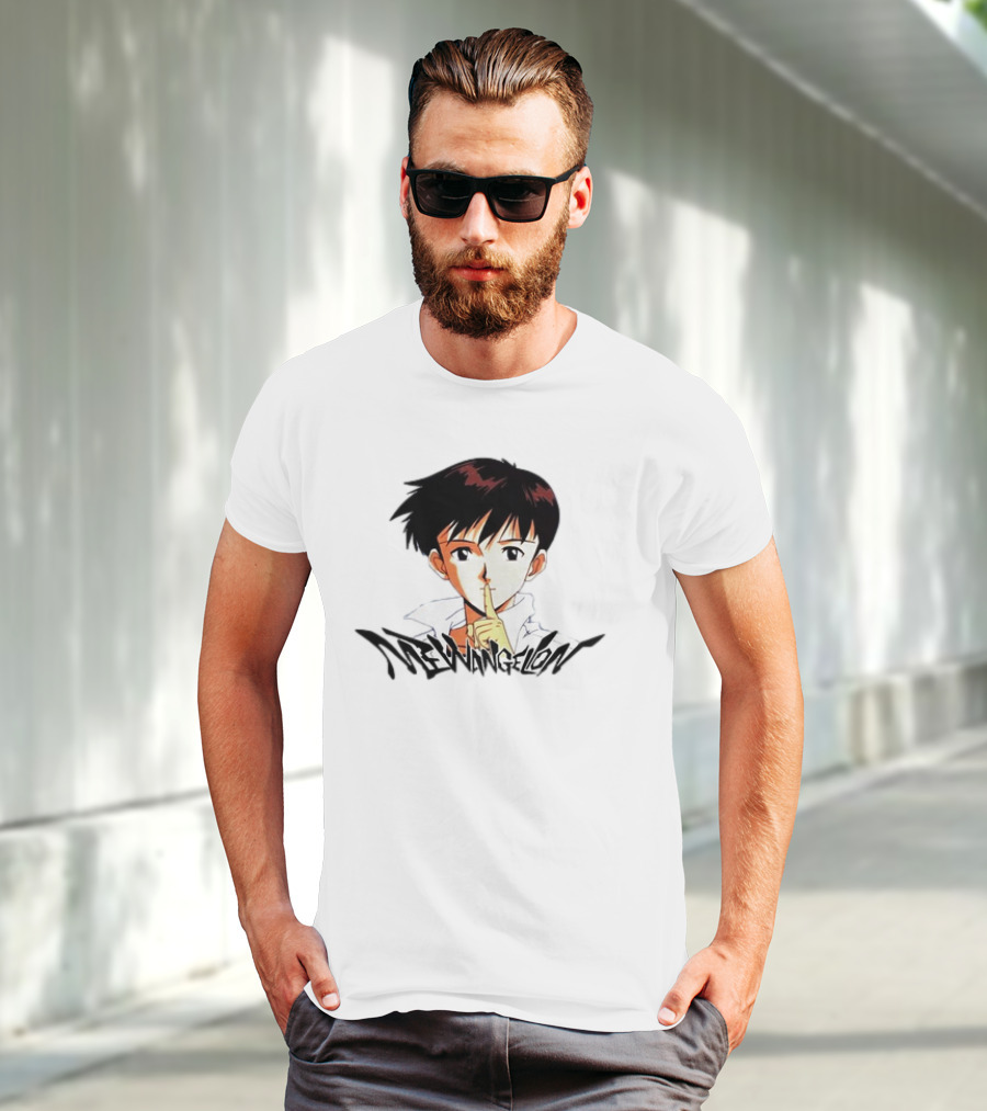 Mewangelion Ikari Shinji Anime Cartoon Evangelion Crossover T-Shirt