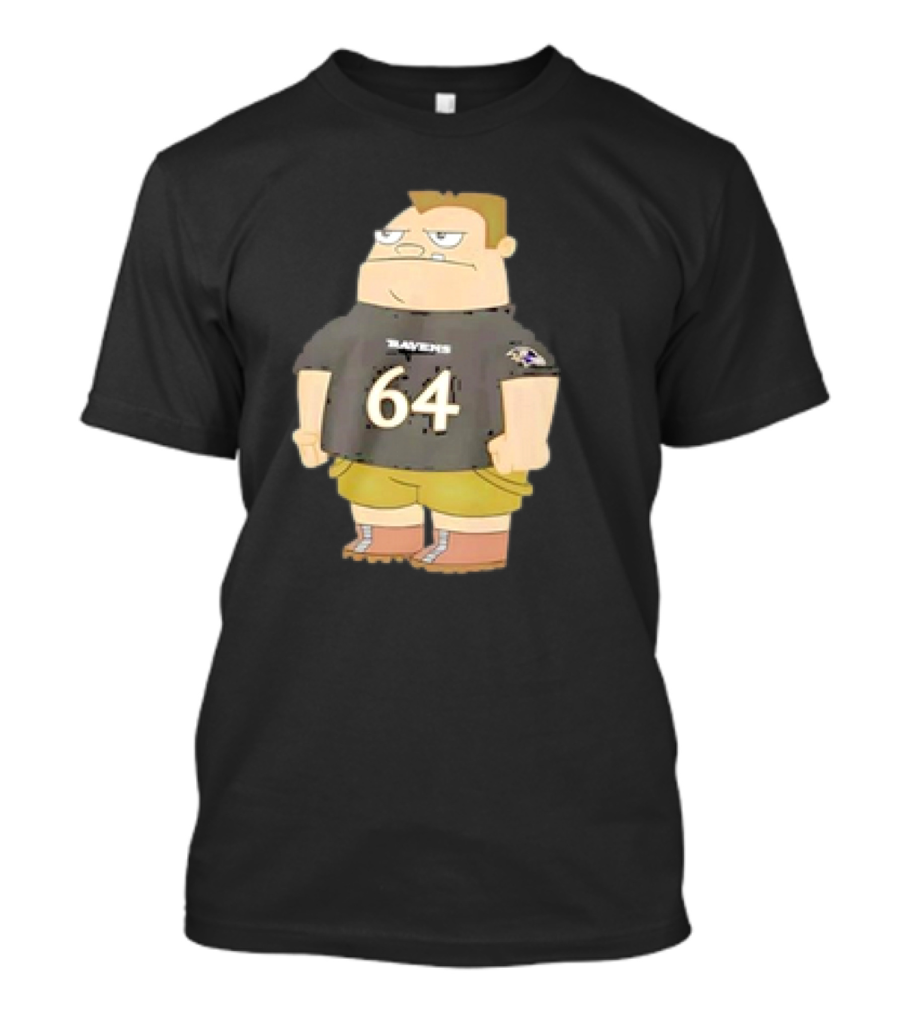 Ravens Tyler Linderbaum 64 Buford Van Stomm Character Sports Jersey T-Shirt