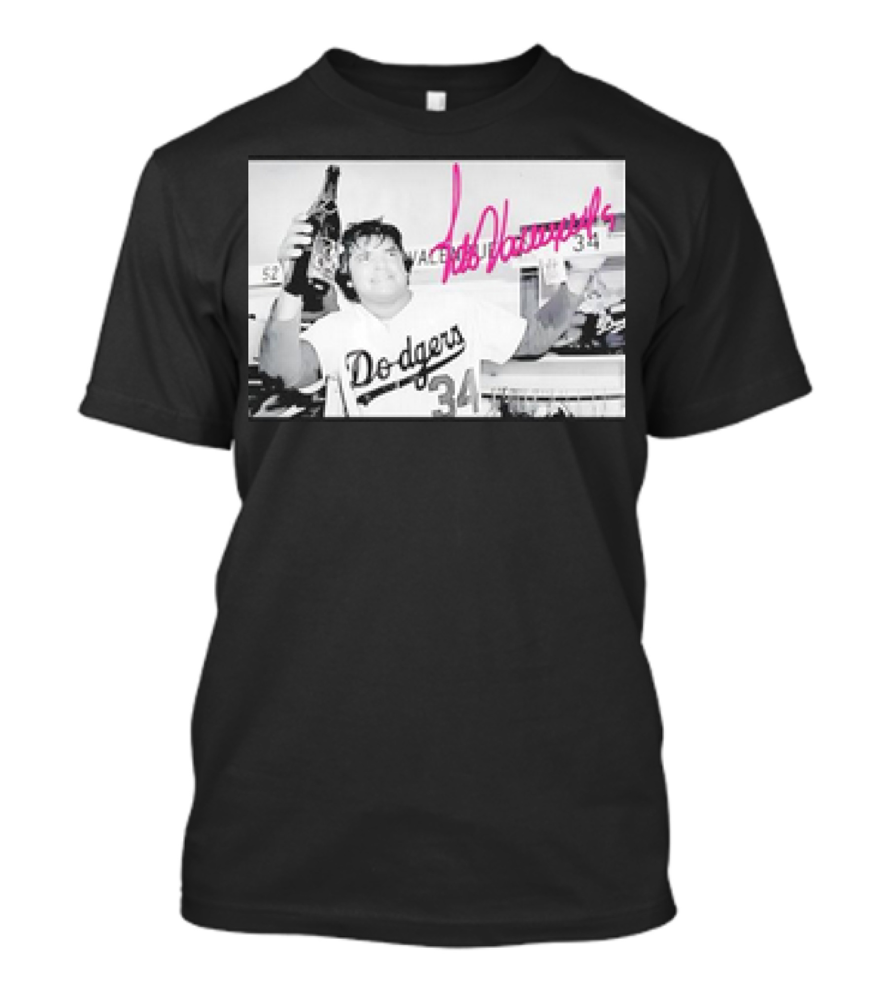 Dodgers Fernando Valenzuela Vintage Photo With Signature Baseball T-Shirt