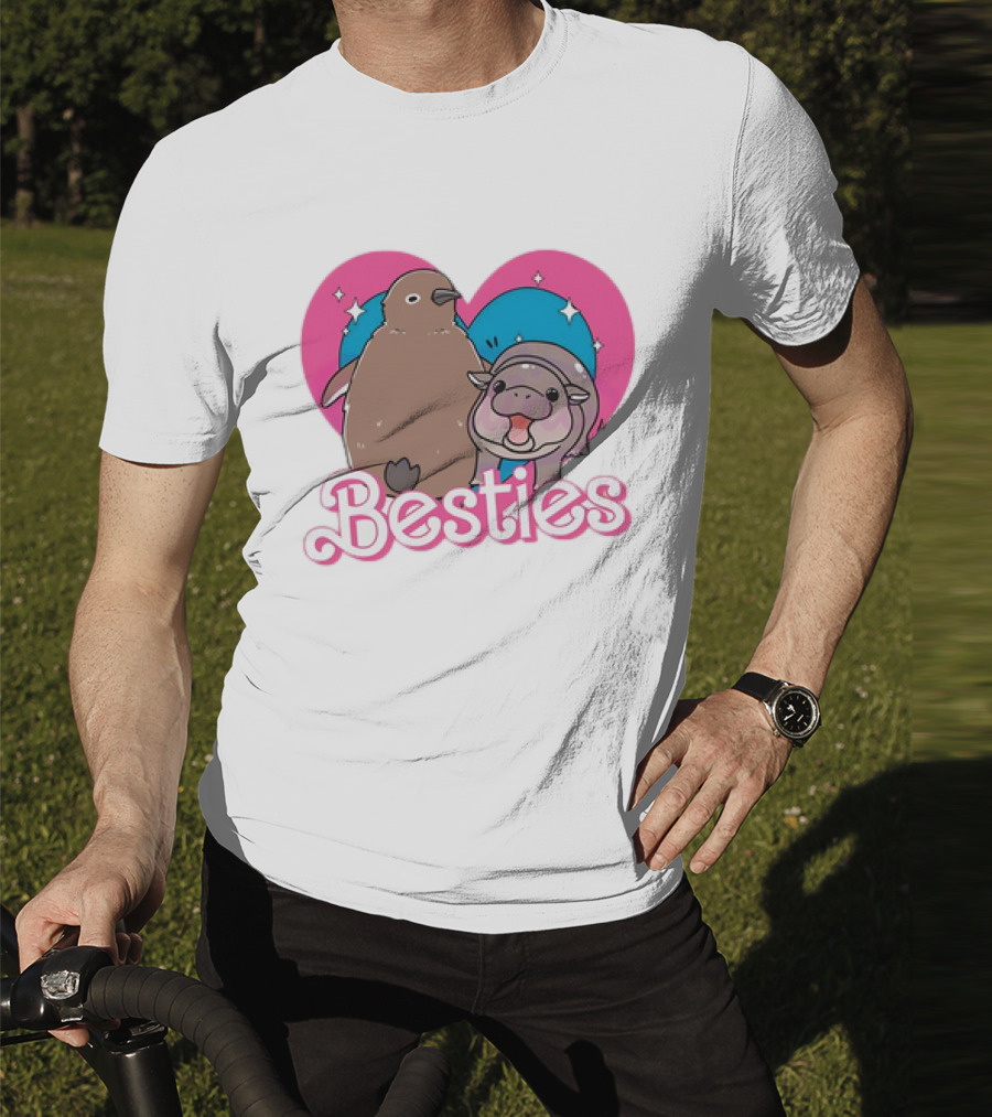 Best Friends Moo Deng Pesto Friendship Barbie Besties Heart T-Shirt