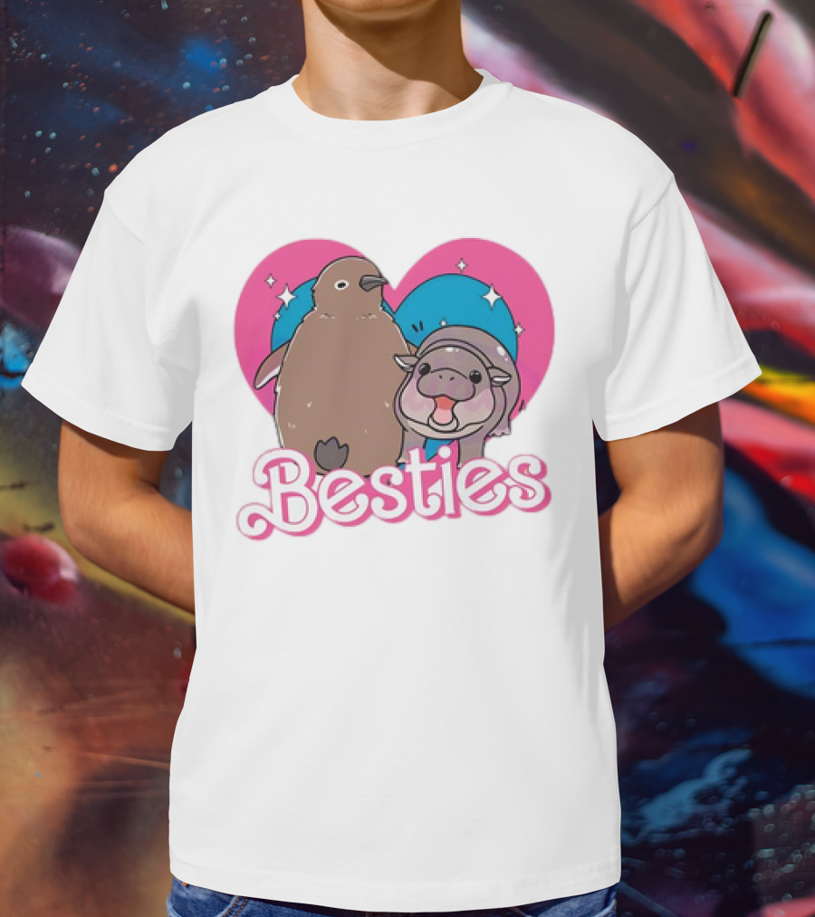 Best Friends Moo Deng Pesto Friendship Barbie Besties Heart T-Shirt