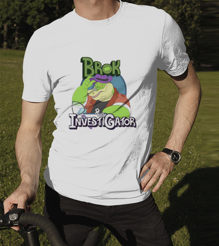 Brok The Investigator Gator Detective With Magnifying Glass And Purple Hat T-Shirt