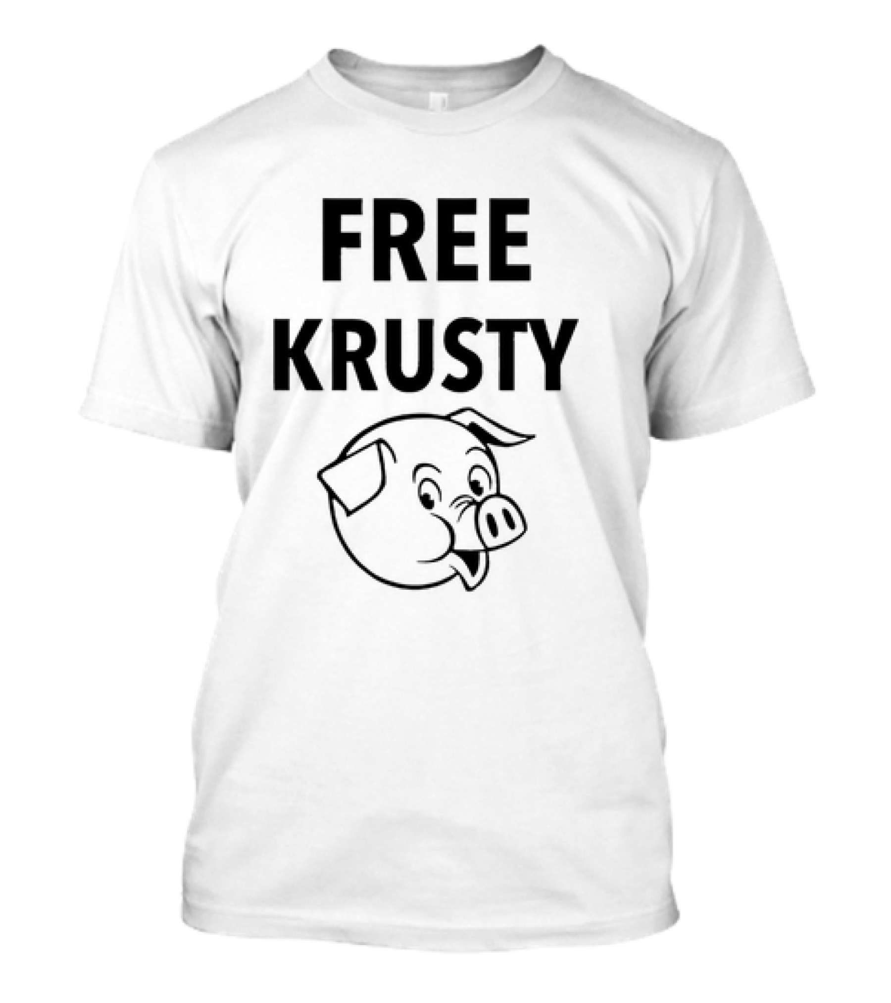 Free Krusty Pig Expressive Cartoon Head Drawing T-Shirt