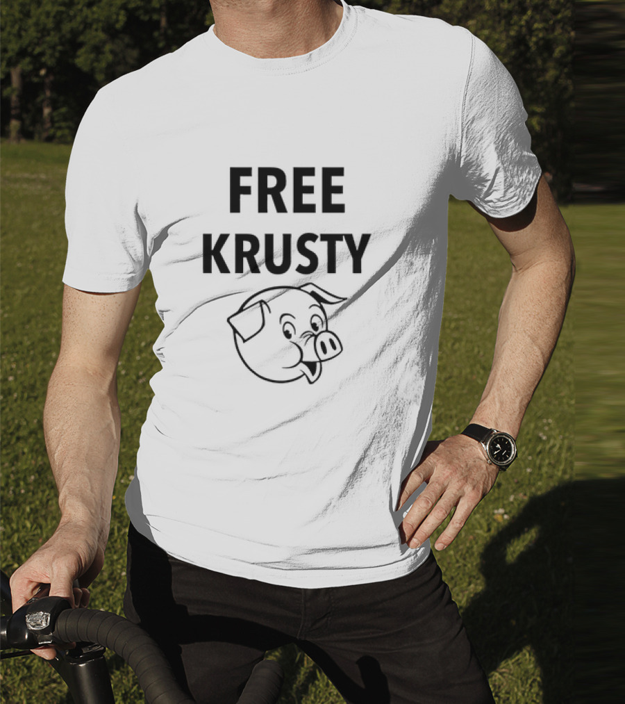 Free Krusty Pig Expressive Cartoon Head Drawing T-Shirt