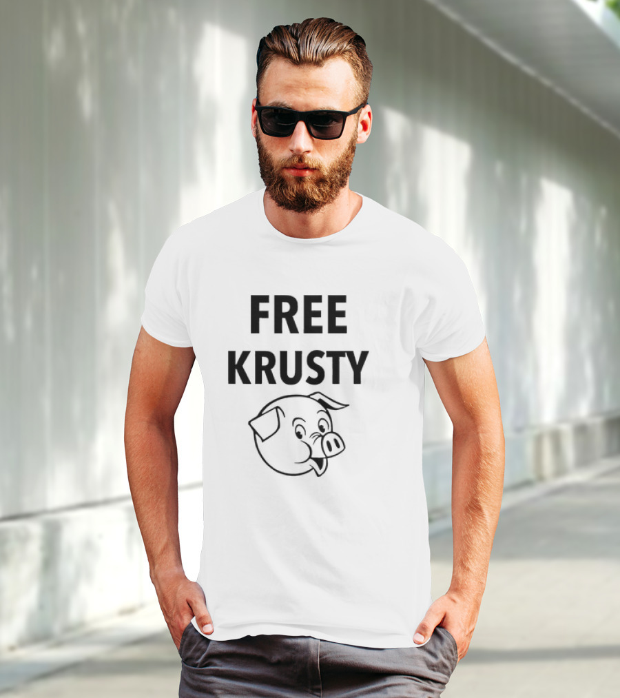 Free Krusty Pig Expressive Cartoon Head Drawing T-Shirt