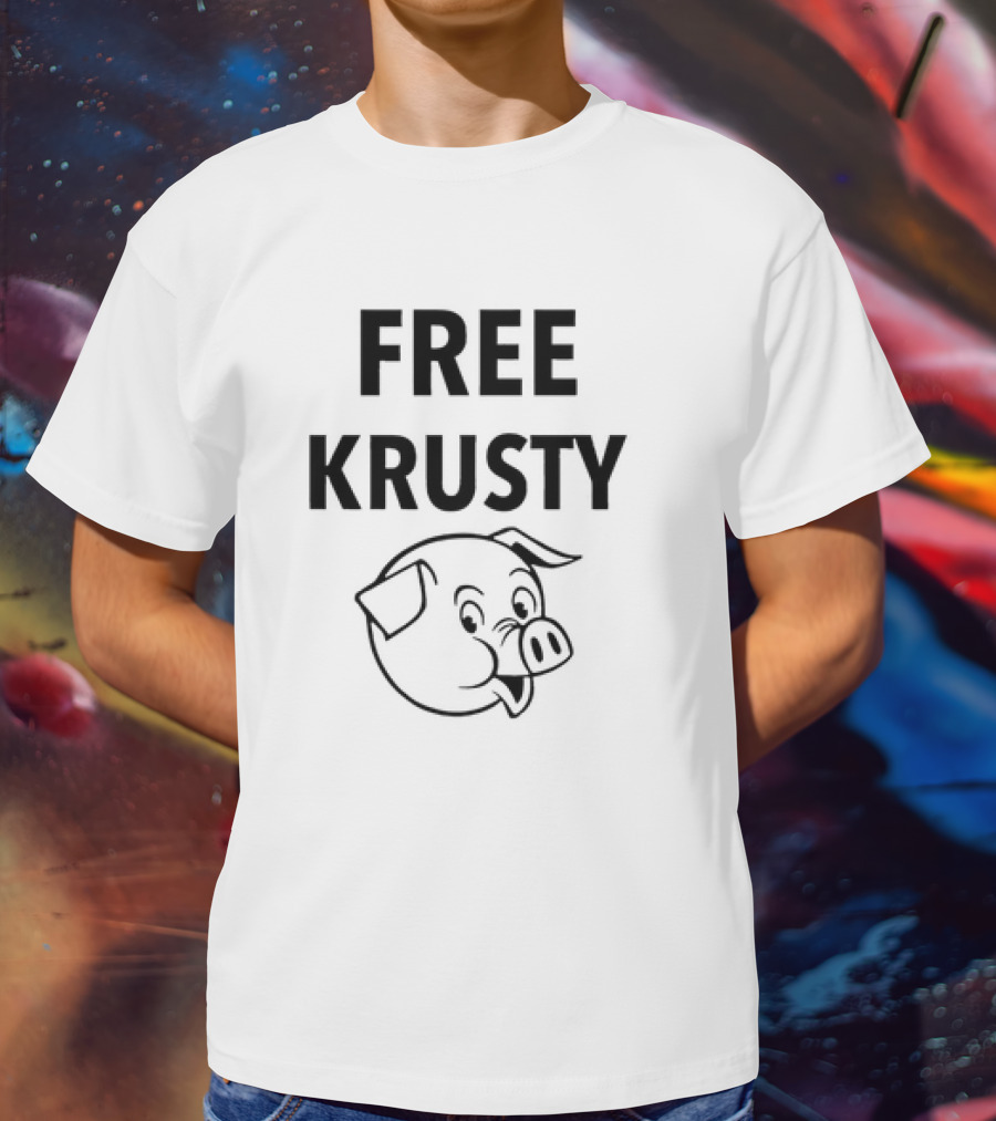 Free Krusty Pig Expressive Cartoon Head Drawing T-Shirt
