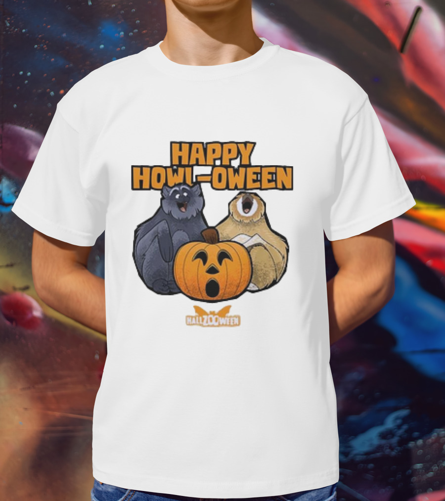 Happy Howl-oween Gibbons HallZOoween Pumpkin T-Shirt
