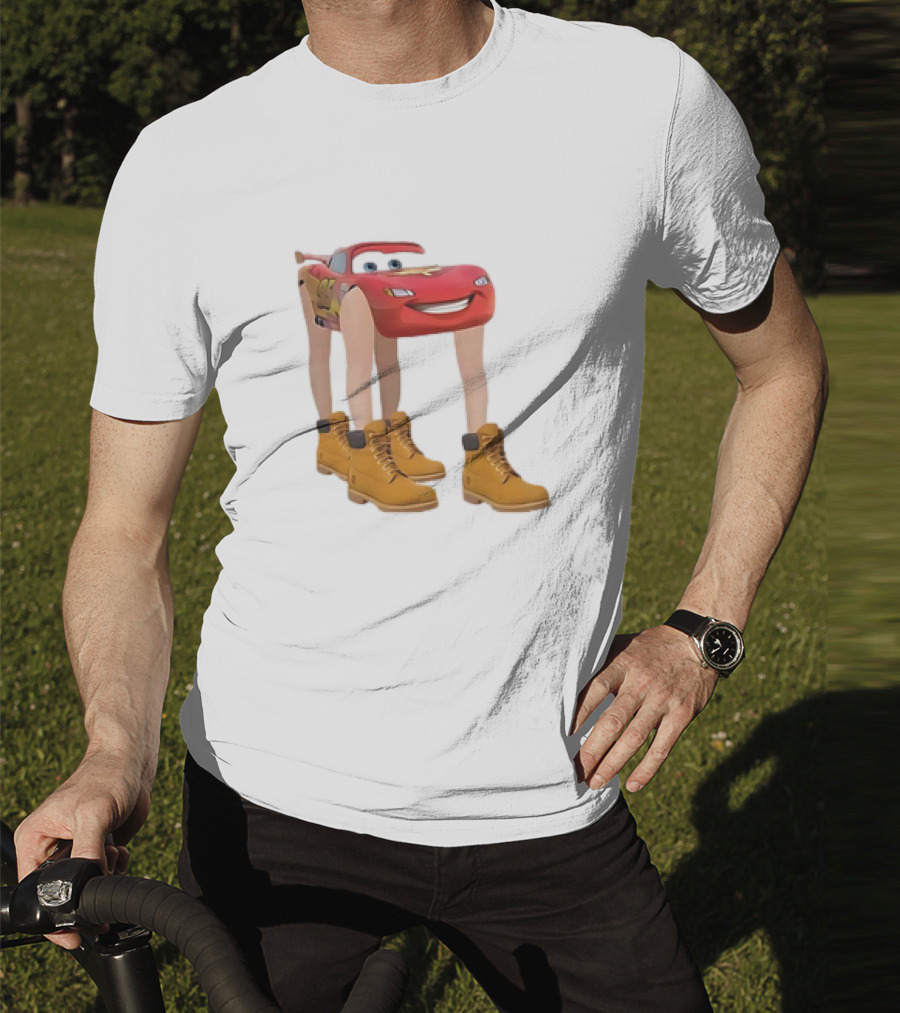Lightning McQueen With Legs Cartoon Boots T-Shirt
