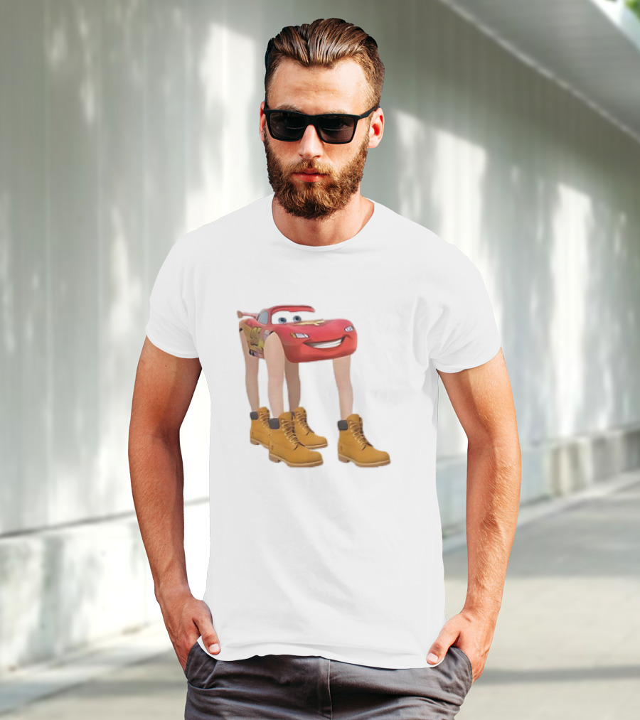 Lightning McQueen With Legs Cartoon Boots T-Shirt