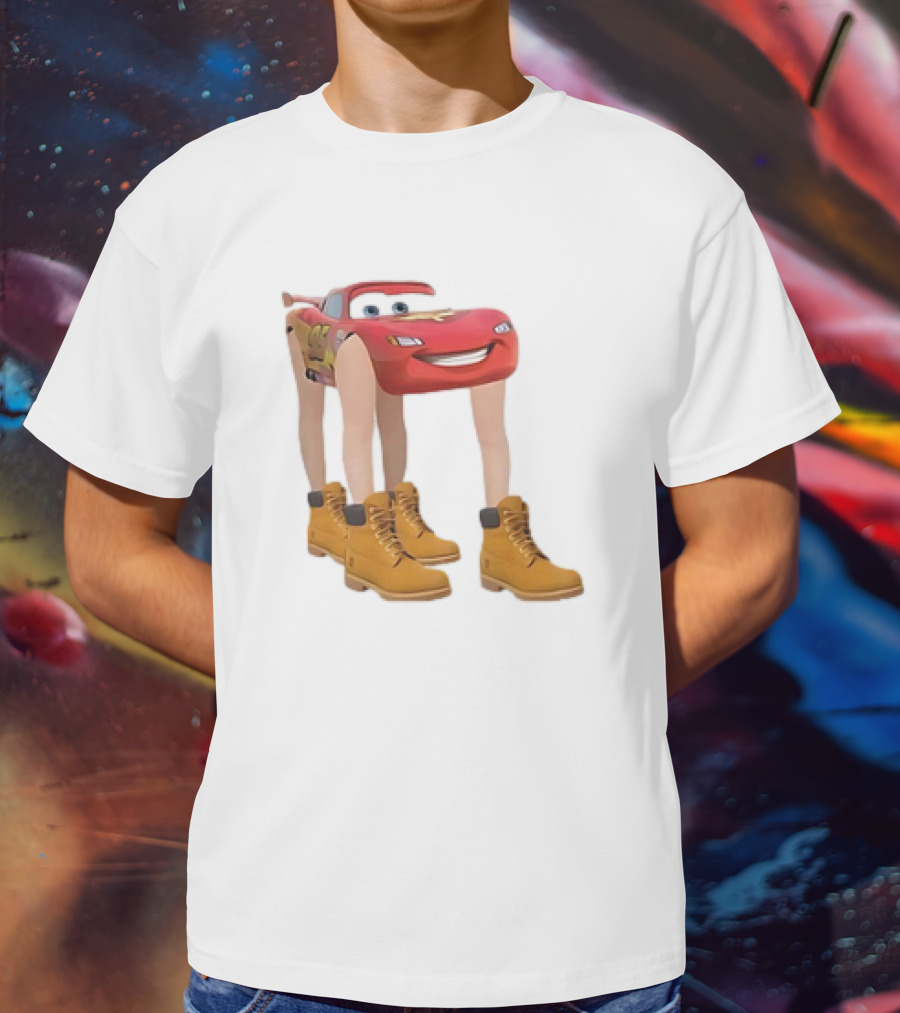 Lightning McQueen With Legs Cartoon Boots T-Shirt