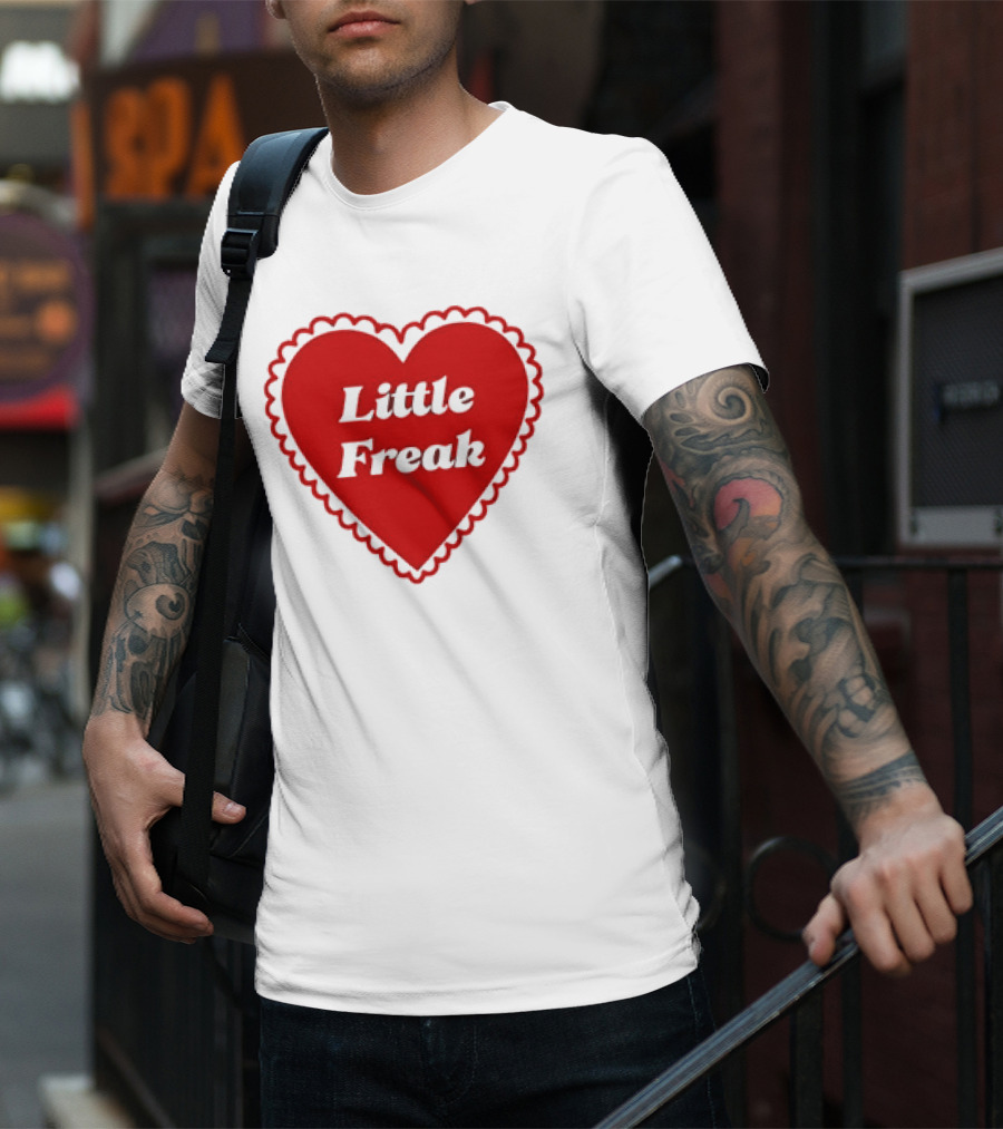 Little Freak Heart Red Scalloped Text T-Shirt