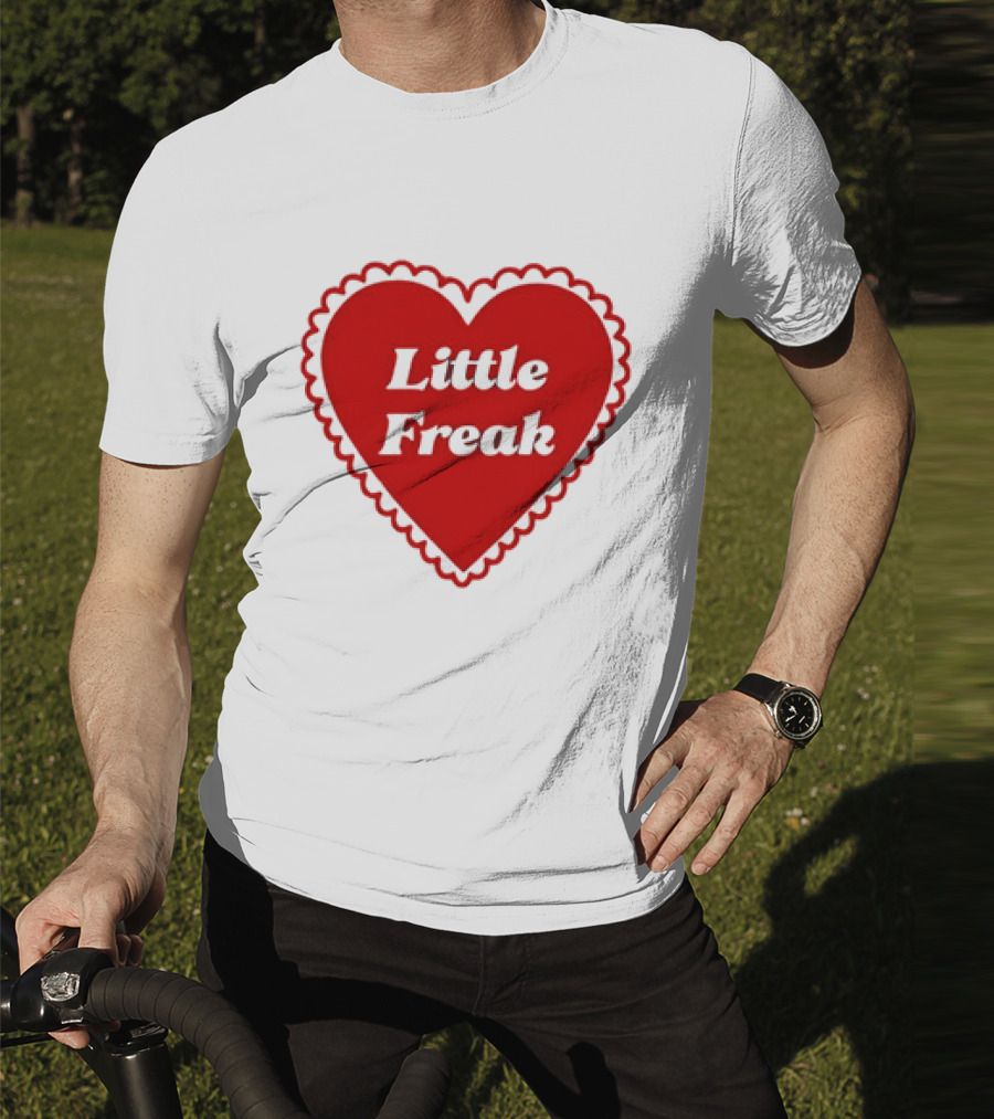 Little Freak Heart Red Scalloped Text T-Shirt