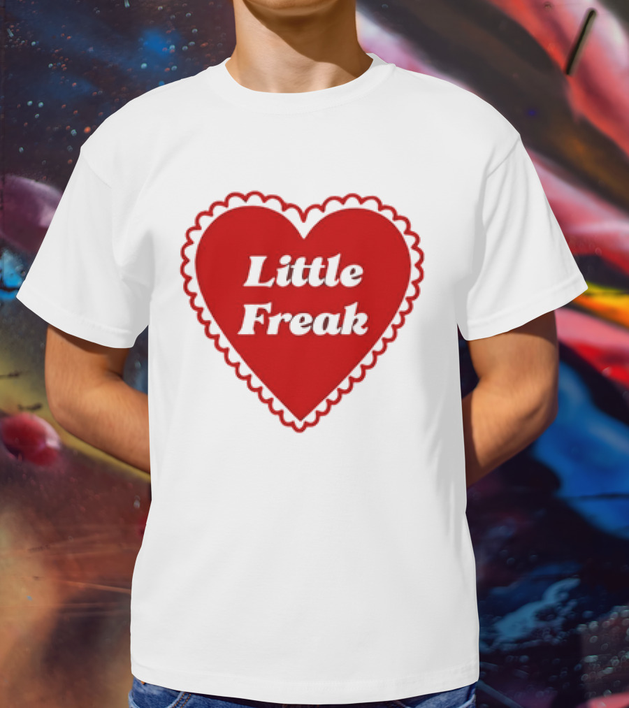 Little Freak Heart Red Scalloped Text T-Shirt