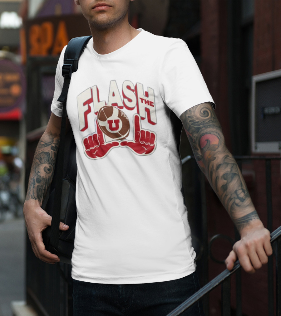 Utah Utes Flash The U Football Logo With Red Hand Gesture T-Shirt