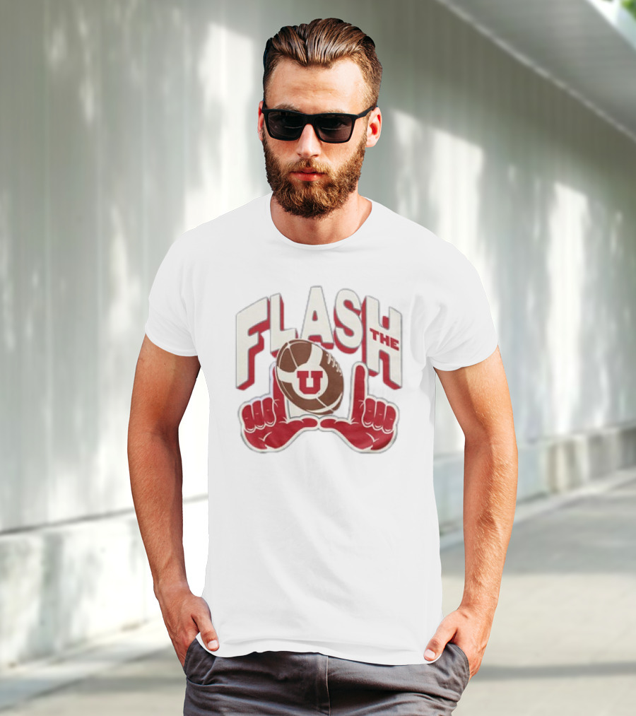 Utah Utes Flash The U Football Logo With Red Hand Gesture T-Shirt
