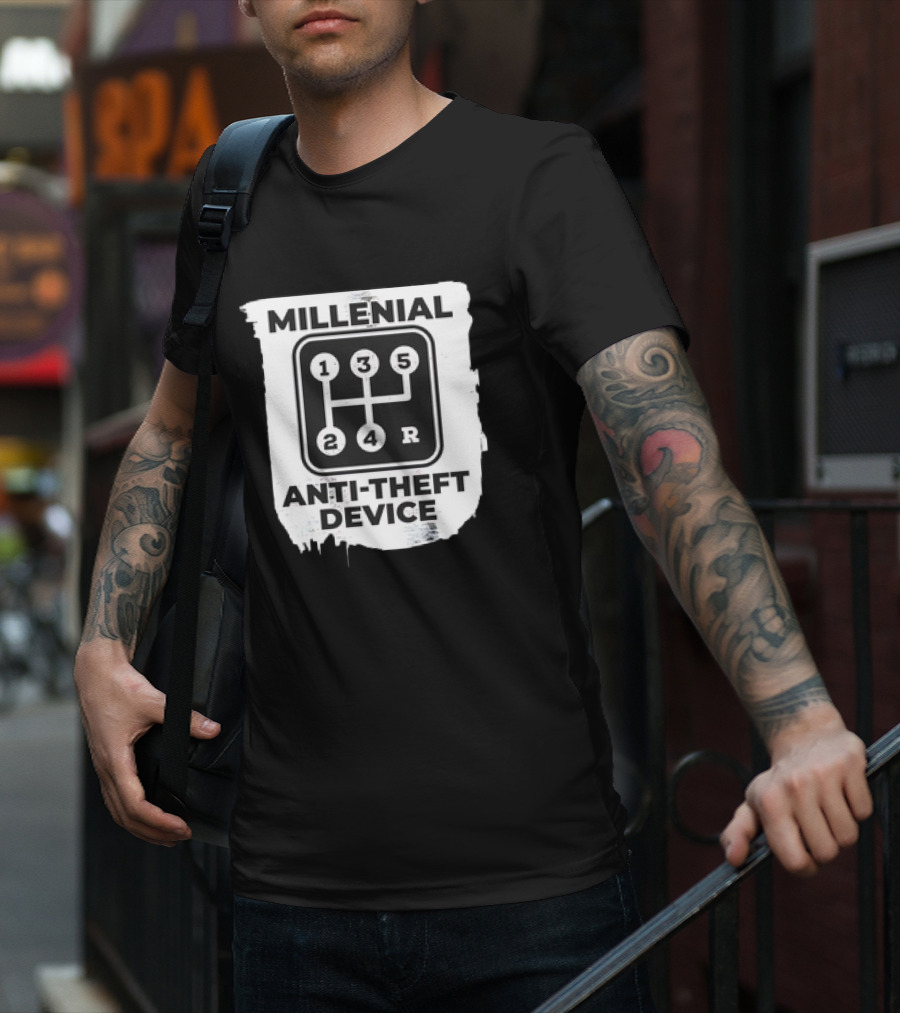 Millenial Anti-Theft Device Manual Gear Shift T-Shirt