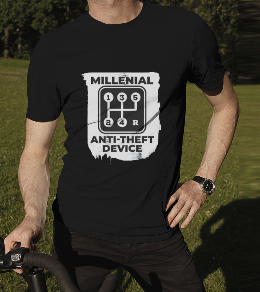 Millenial Anti-Theft Device Manual Gear Shift T-Shirt